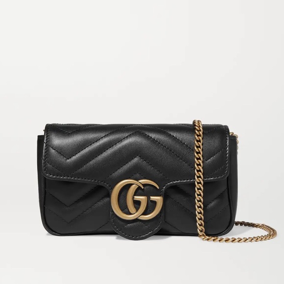 Gucci Handbags - GUCCI Marmont Super Mini Quilted Shoulder Bag- Black